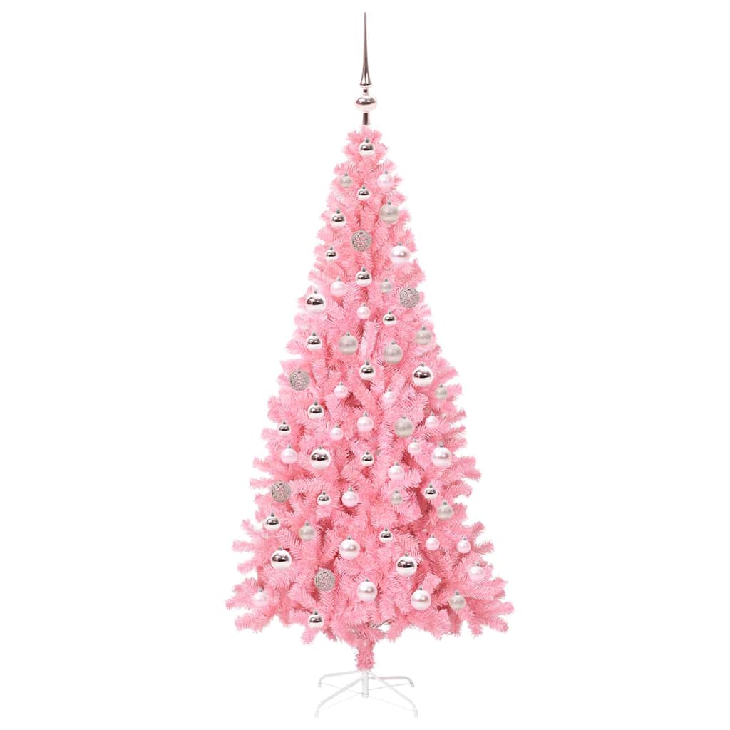 Albero di Natale con 300 LED e supporto, rosa, 180 cm, PVC