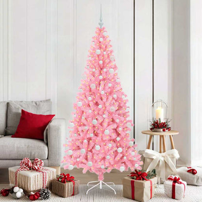 Weihnachtsbaum mit 300 LEDs mit Ständer Rosa 180 cm PVC