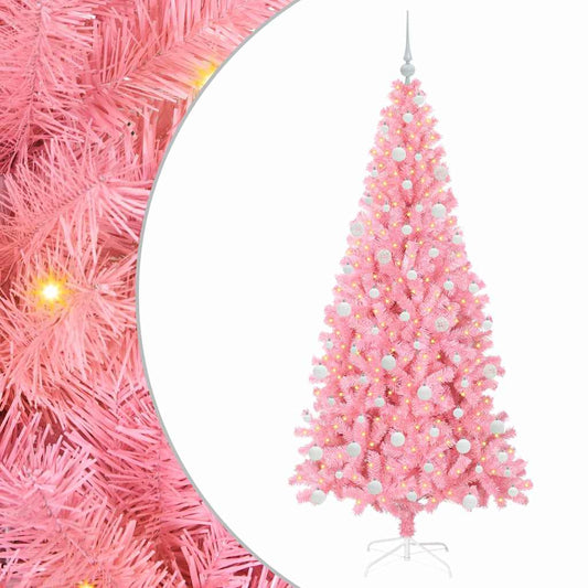 Weihnachtsbaum mit 300 LEDs mit Ständer Rosa 180 cm PVC