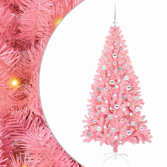 Albero di Natale con 300 LED con supporto rosa 180 cm PVC