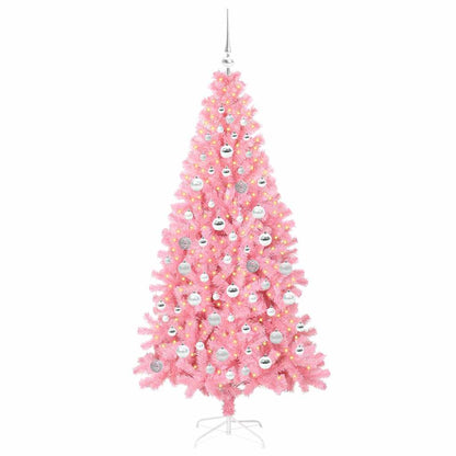 Albero di Natale con 300 LED con supporto rosa 180 cm PVC