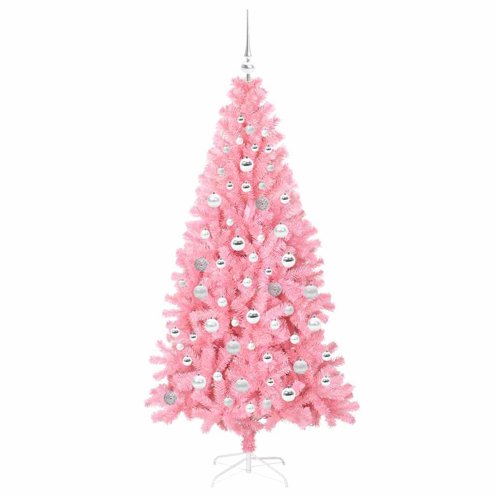 Albero di Natale con 300 LED con supporto rosa 180 cm PVC