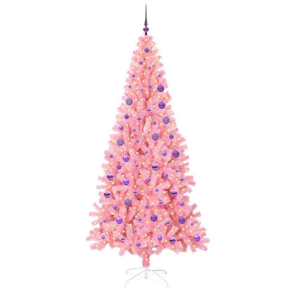 Albero di Natale con 300 LED con supporto rosa 180 cm PVC