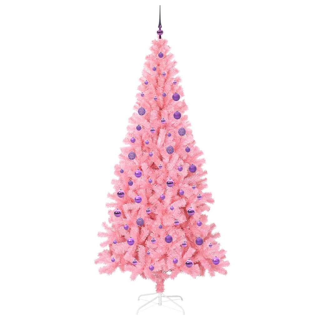 Albero di Natale con 300 LED con supporto rosa 180 cm PVC