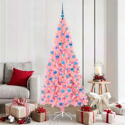 Albero di Natale con 300 LED e supporto, rosa, 180 cm, PVC