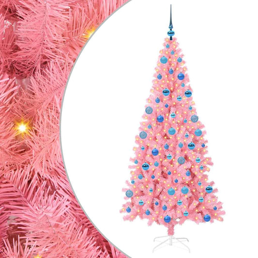 Albero di Natale con 300 LED e supporto, rosa, 180 cm, PVC