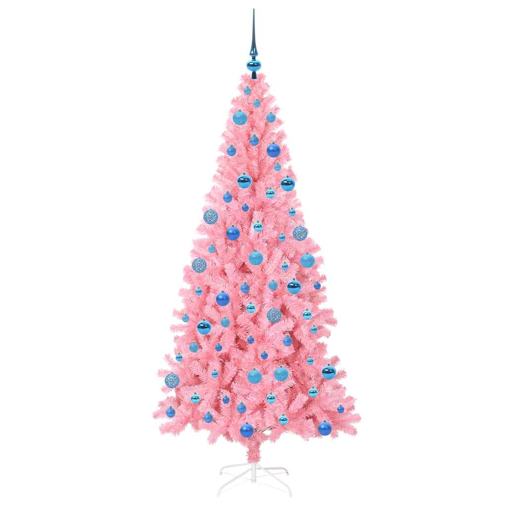 Albero di Natale con 300 LED e supporto, rosa, 180 cm, PVC