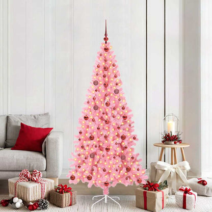Albero di Natale con 300 LED e supporto, rosa, 210 cm, PVC