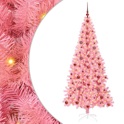 Albero di Natale con 300 LED e supporto, rosa, 210 cm, PVC