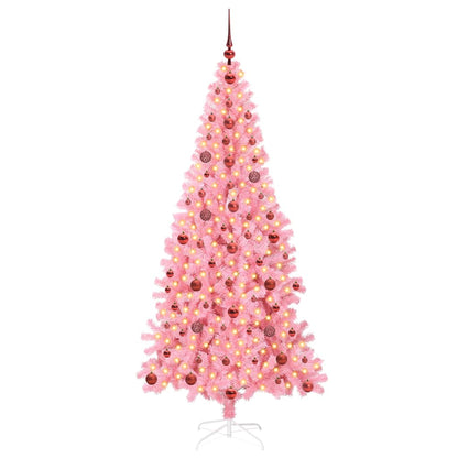 Albero di Natale con 300 LED e supporto, rosa, 210 cm, PVC