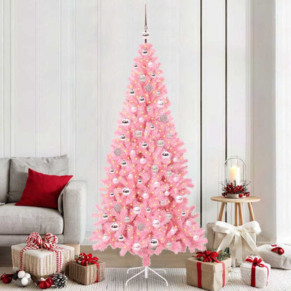 Weihnachtsbaum mit 300 LEDs mit Ständer Rosa 210 cm PVC