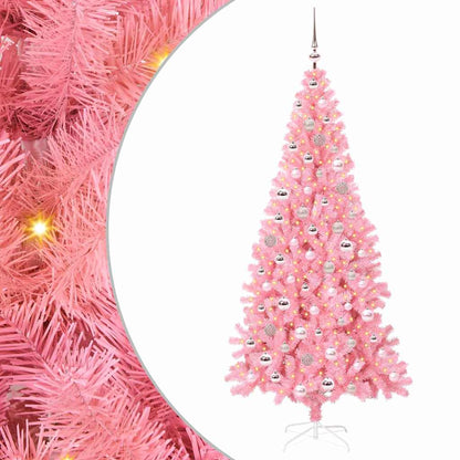 Weihnachtsbaum mit 300 LEDs mit Ständer Rosa 210 cm PVC