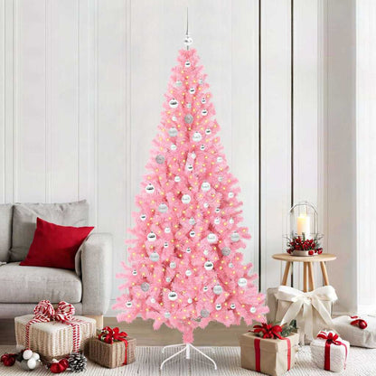 Albero di Natale con 300 LED e supporto, rosa, 210 cm, PVC
