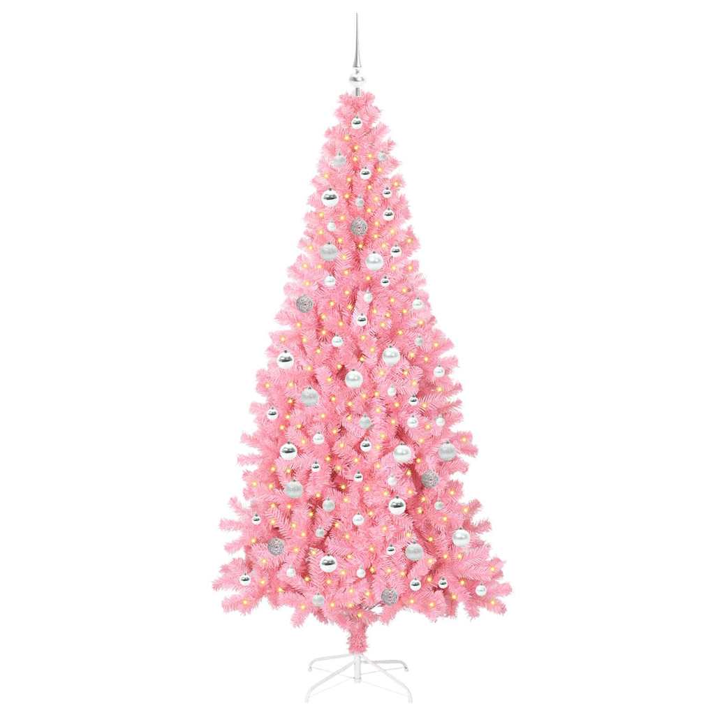 Albero di Natale con 300 LED e supporto, rosa, 210 cm, PVC