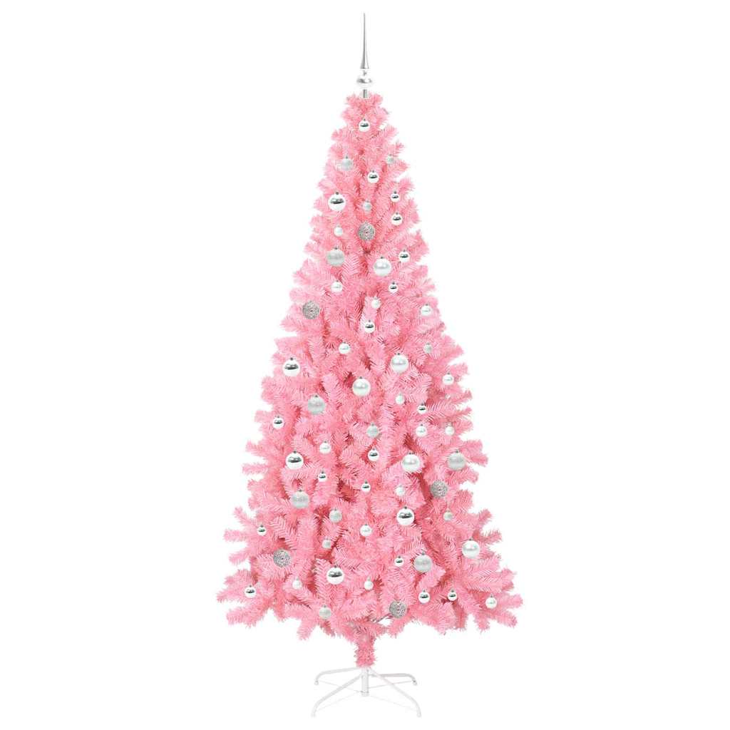 Albero di Natale con 300 LED e supporto, rosa, 210 cm, PVC