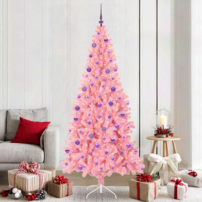 Weihnachtsbaum mit 300 LEDs mit Ständer Rosa 210 cm PVC