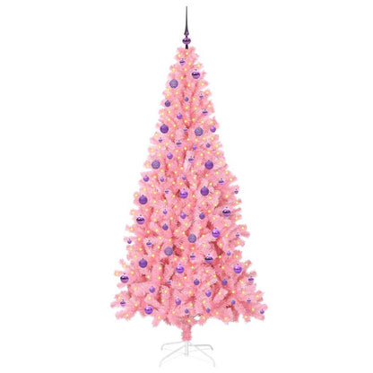 Weihnachtsbaum mit 300 LEDs mit Ständer Rosa 210 cm PVC