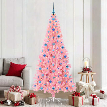Albero di Natale con 300 LED con supporto rosa 210 cm PVC