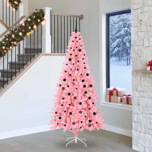 Albero di Natale con 300 LED e supporto, rosa, 240 cm, PVC