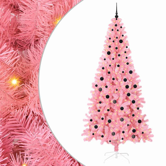Albero di Natale con 300 LED e supporto, rosa, 240 cm, PVC
