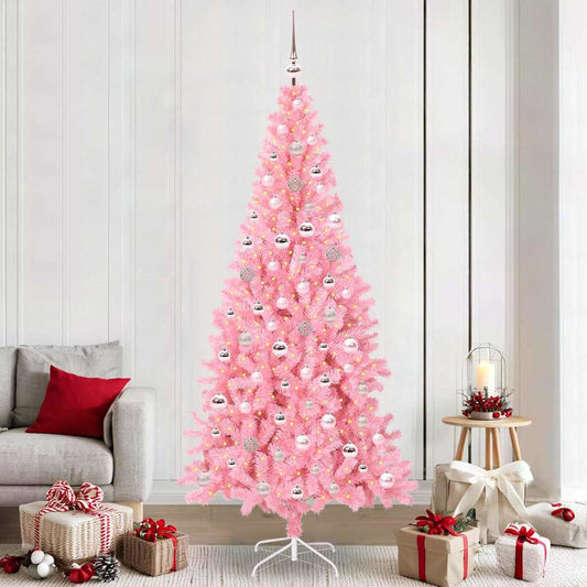 Albero di Natale con 300 LED e supporto, rosa, 240 cm, PVC