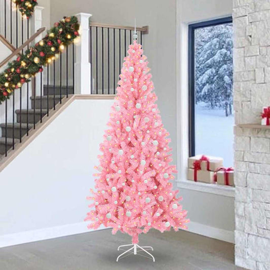 Weihnachtsbaum mit 300 LEDs mit Ständer Rosa 240 cm PVC