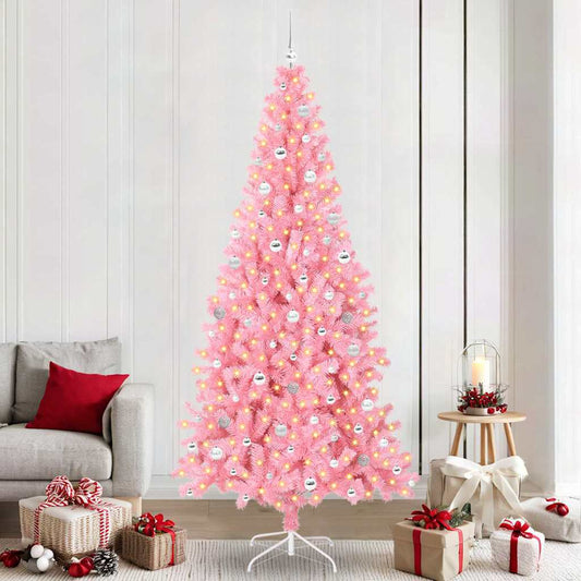 Albero di Natale con 300 LED e supporto, rosa, 240 cm, PVC
