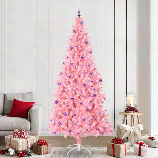 Albero di Natale con 300 LED e supporto, rosa, 240 cm, PVC