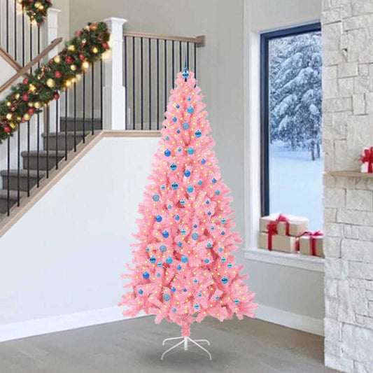 Albero di Natale con 300 LED e supporto, rosa, 240 cm, PVC