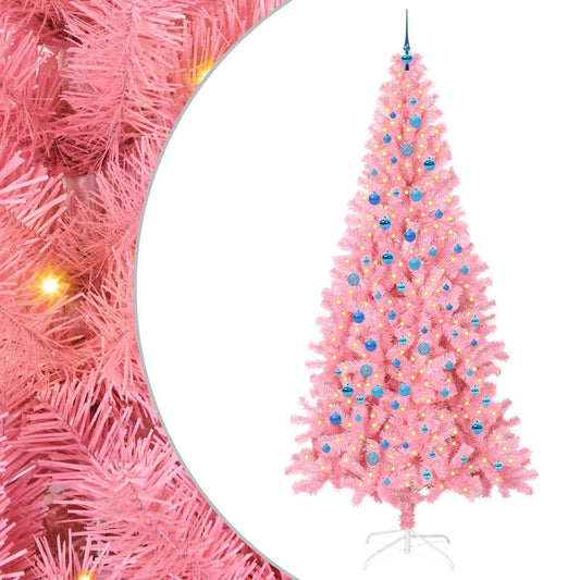 Albero di Natale con 300 LED e supporto, rosa, 240 cm, PVC