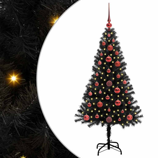 Weihnachtsbaum mit 150 LEDs mit Ständer Schwarz 120 cm PVC