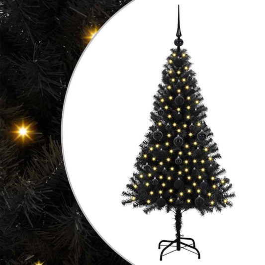 Weihnachtsbaum mit 150 LEDs mit Ständer Schwarz 120 cm PVC
