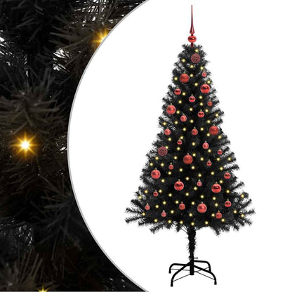Weihnachtsbaum mit 150 LEDs mit Ständer Schwarz 150 cm PVC