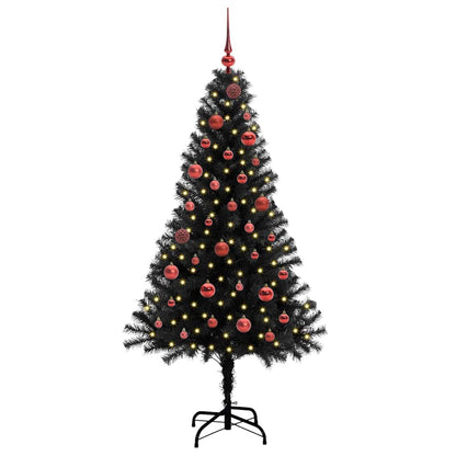 Weihnachtsbaum mit 150 LEDs mit Ständer Schwarz 150 cm PVC