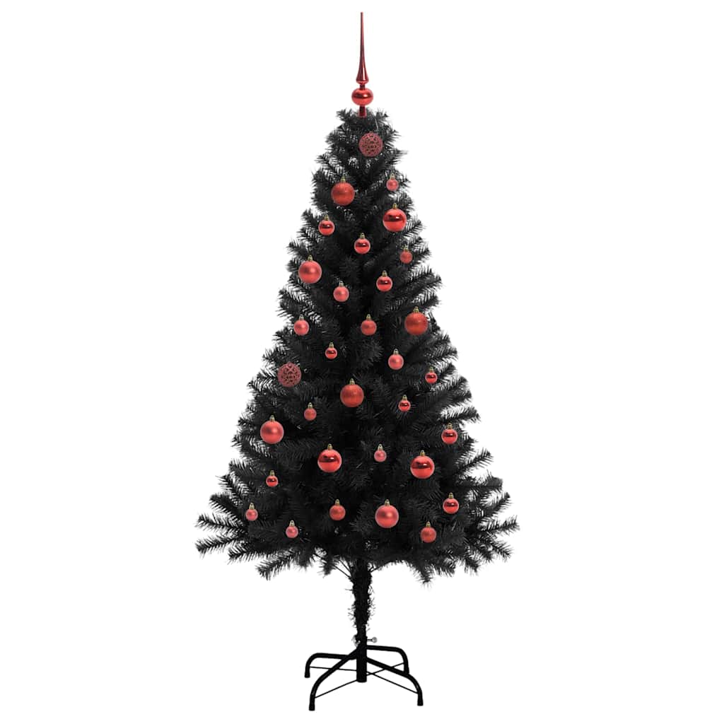 Weihnachtsbaum mit 150 LEDs mit Ständer Schwarz 150 cm PVC