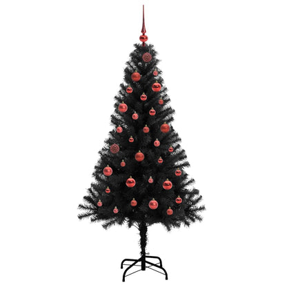 Weihnachtsbaum mit 150 LEDs mit Ständer Schwarz 150 cm PVC
