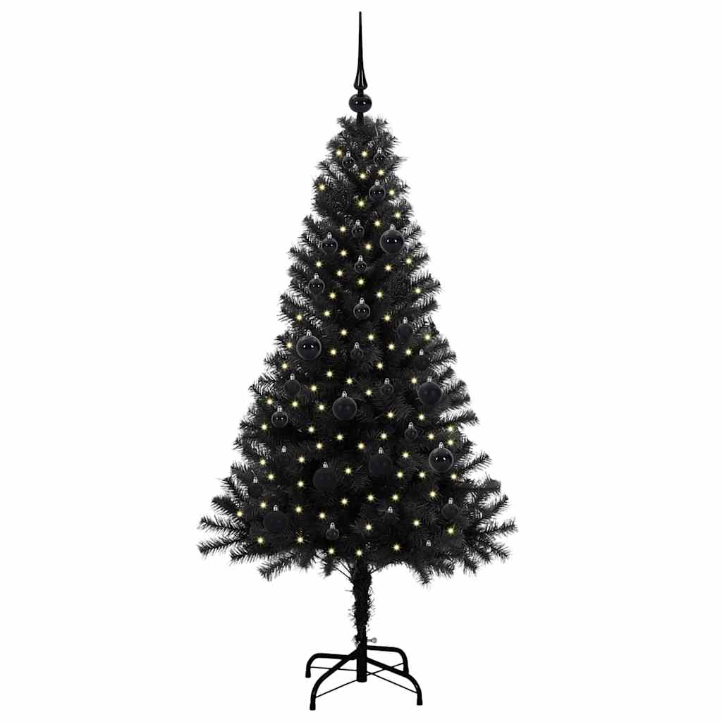 Weihnachtsbaum mit 150 LEDs mit Ständer Schwarz 150 cm PVC