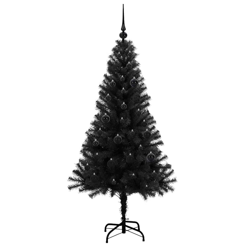 Weihnachtsbaum mit 150 LEDs mit Ständer Schwarz 150 cm PVC