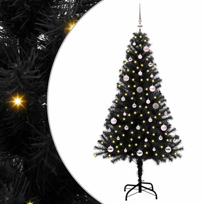 Weihnachtsbaum mit 150 LEDs mit Ständer Schwarz 150 cm PVC