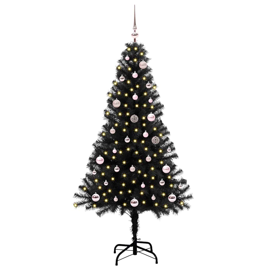 Weihnachtsbaum mit 150 LEDs mit Ständer Schwarz 150 cm PVC