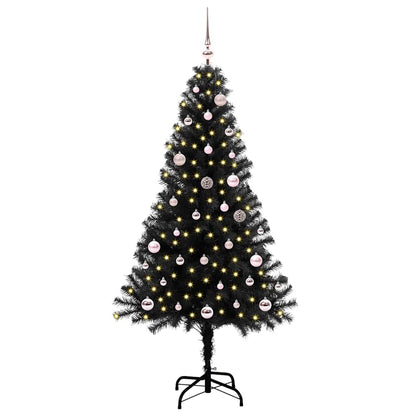 Weihnachtsbaum mit 150 LEDs mit Ständer Schwarz 150 cm PVC