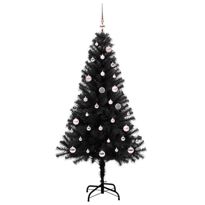 Weihnachtsbaum mit 150 LEDs mit Ständer Schwarz 150 cm PVC