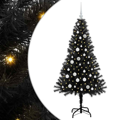 Weihnachtsbaum mit 150 LEDs mit Ständer Schwarz 150 cm PVC