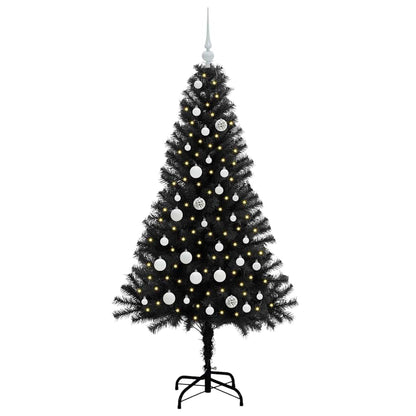 Weihnachtsbaum mit 150 LEDs mit Ständer Schwarz 150 cm PVC