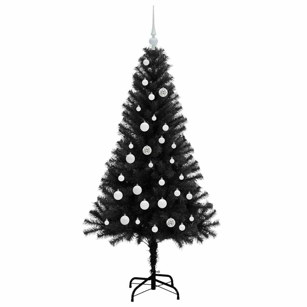 Weihnachtsbaum mit 150 LEDs mit Ständer Schwarz 150 cm PVC