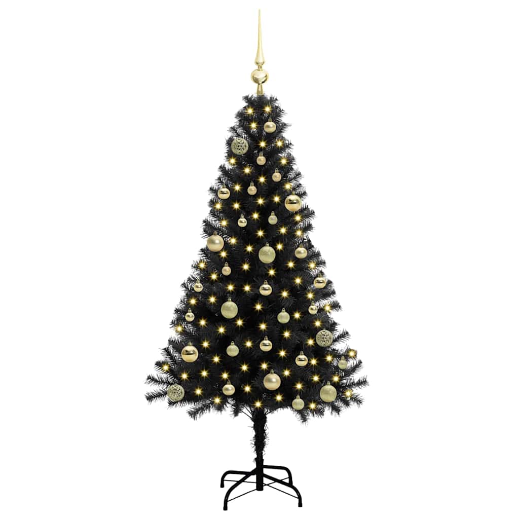 Weihnachtsbaum mit 150 LEDs mit Ständer Schwarz 150 cm PVC