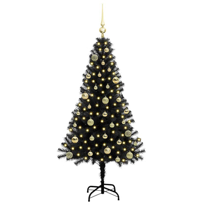 Weihnachtsbaum mit 150 LEDs mit Ständer Schwarz 150 cm PVC