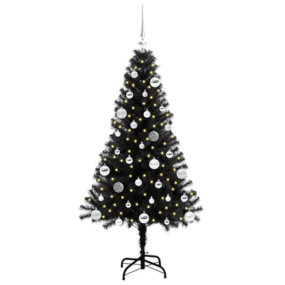 Weihnachtsbaum mit 150 LEDs mit Ständer Schwarz 150 cm PVC