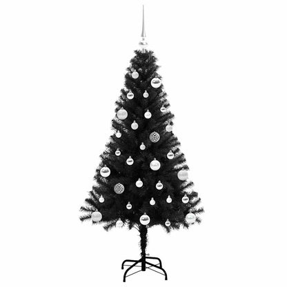Weihnachtsbaum mit 150 LEDs mit Ständer Schwarz 150 cm PVC