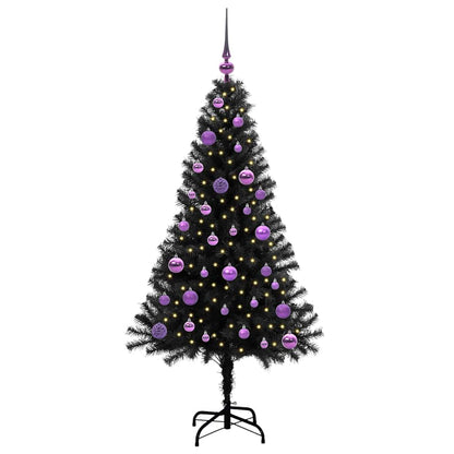 Weihnachtsbaum mit 150 LEDs mit Ständer Schwarz 150 cm PVC